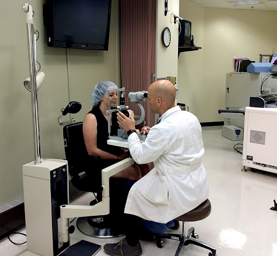 Doctor and patient during an eye exam