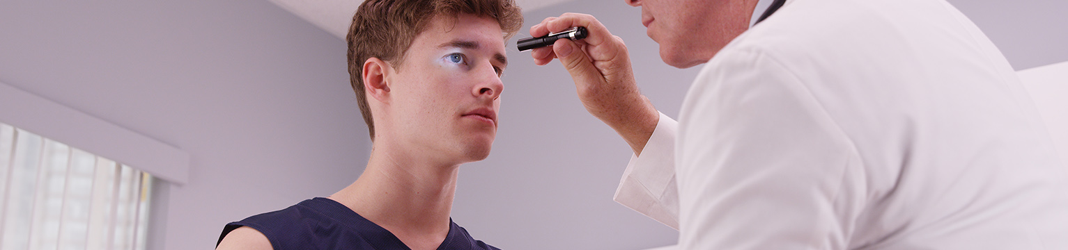 Boy during an eye exam