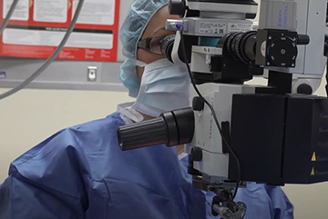 Doctor during retina surgery