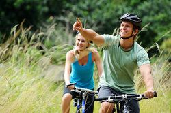 Couple biking